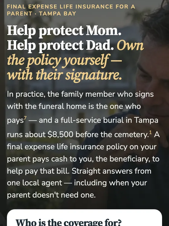 Final expense insurance landing page